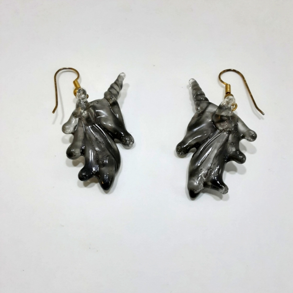 Black Unicorn Dangle Earrings Painted Glass Boho Fantasy Bohemian Boho
